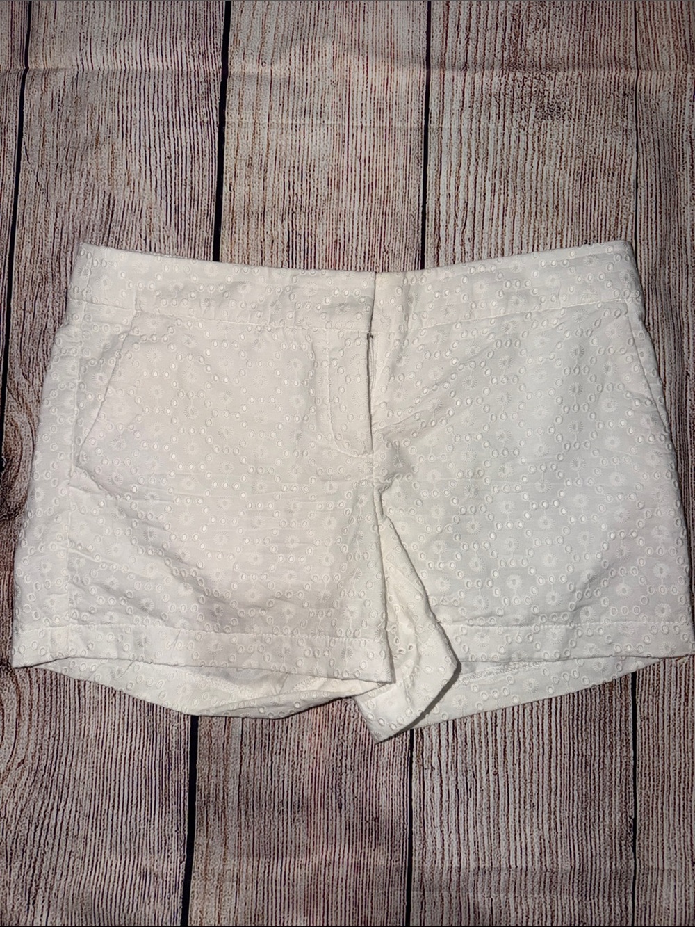 Kenar White Eyelet High Waist Shorts